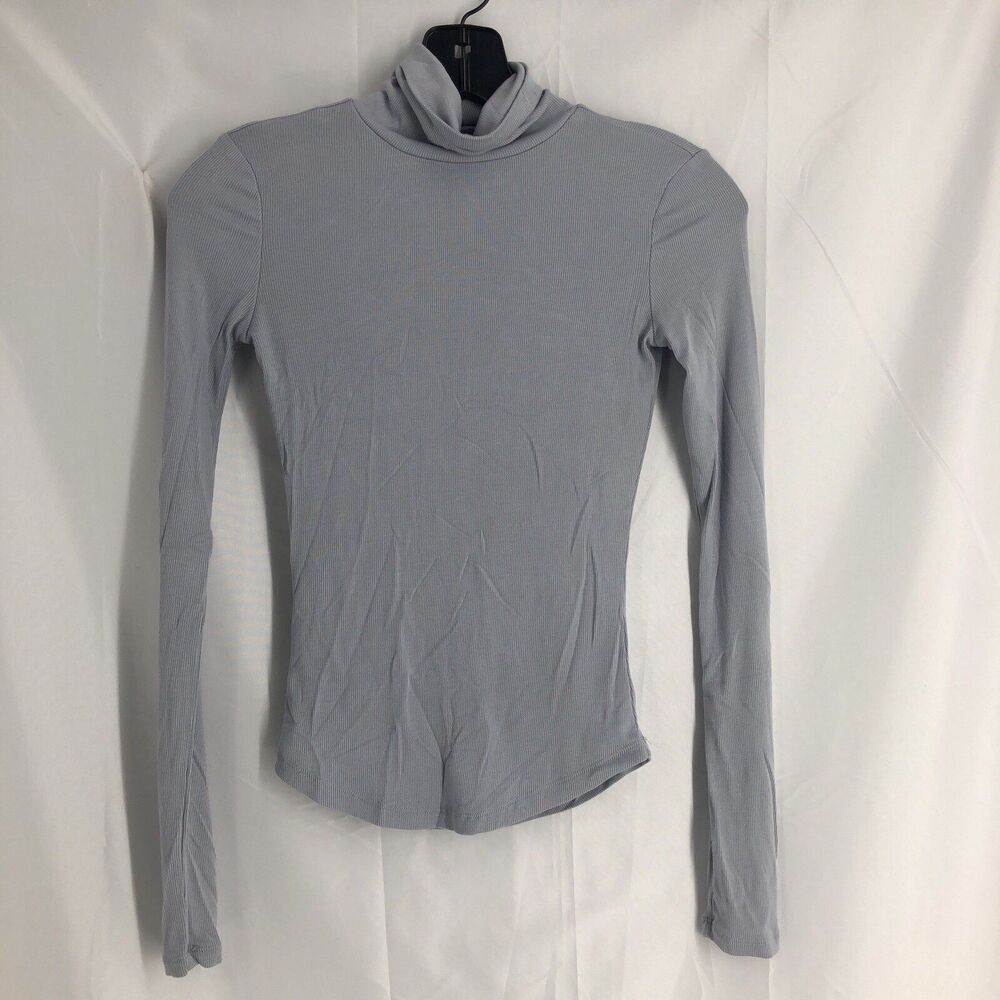 Sunday Best Top Pale Blue Turtleneck Ribbed Shirt XXS